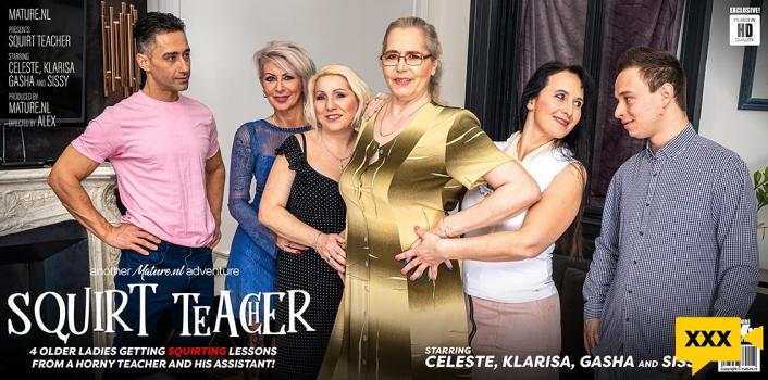 Mature NL – Four older ladies get teached how to squirt and then some!