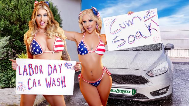 FamilyStrokes – Lolly Dames & Venus Rivers – Car Wash Duo Shake Tits and Score Big